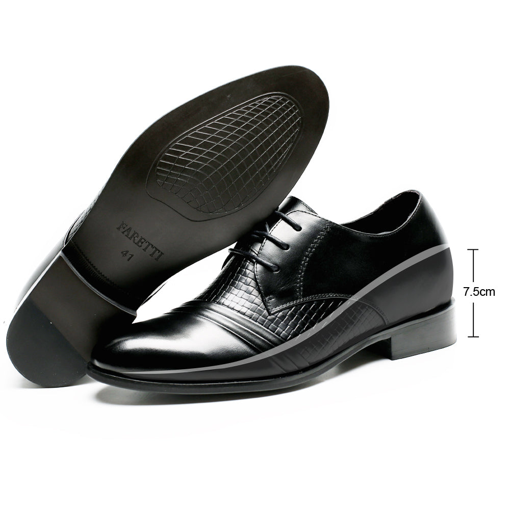ZAPATOS CON ALZAS NEGROS ELEGANTES IVO +7,5 CM